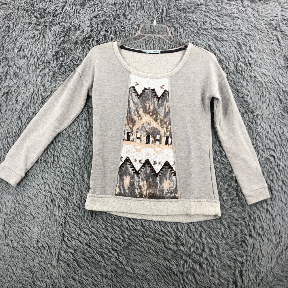 Maurices Sweatshirt Womens Medium Gray Sequin Top
